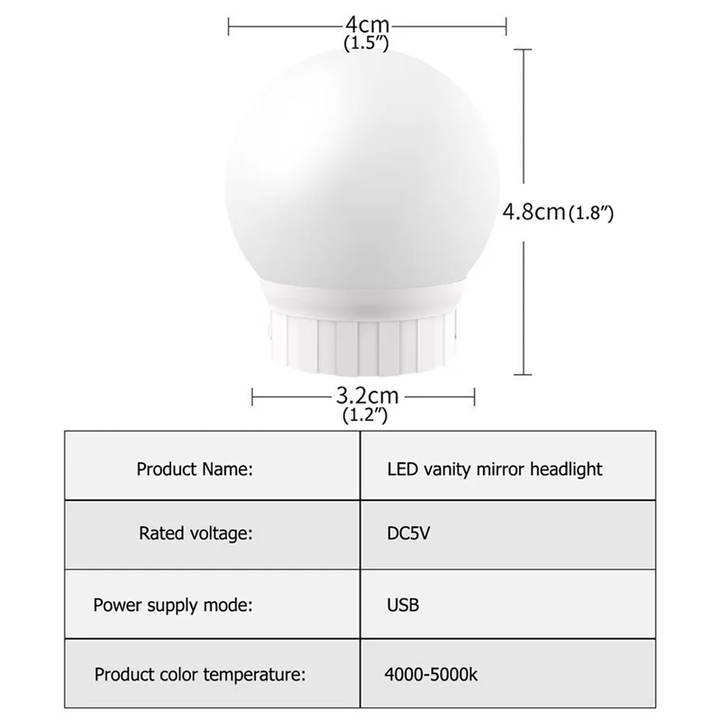 

Hongcui LED Vanity Mirror Light USB Hollywood Style USB 3 Colors Waterproof