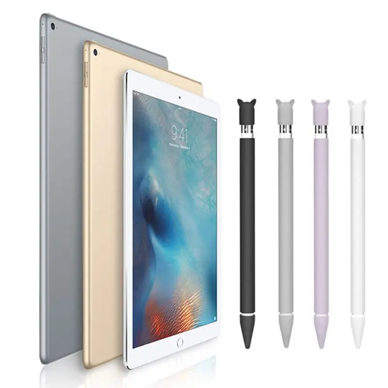 Cute Cat Ear Anti-scroll Silicone Protective Pouch Cap Holder Nib Cover Case Skin For Apple iPad Pencil 1st | Компьютеры и офис