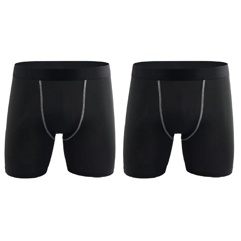 

Мужские шорты для бега, фитнеса, быстросохнущие Компрессионные шорты черного цвета, 2 шт., XL и XXL