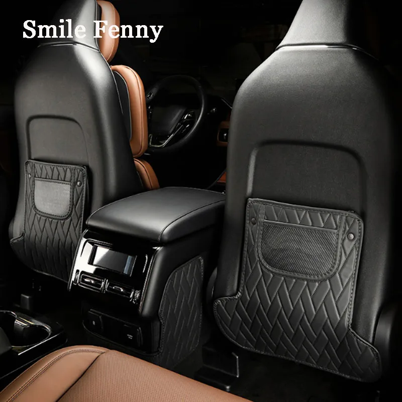 

For Lincoln Aviator 2020 2021 PU Leather Car Seat Anti-Kick Mat Rear Row Seats Cover Back Anti-dirty Protection Pads Accessories
