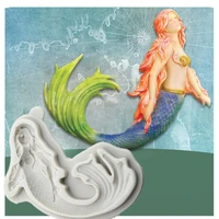 luyou 1pc mermaid princess cake tools silicone resin molds cake decorating tools pastry kitchen baking accessories fm1946