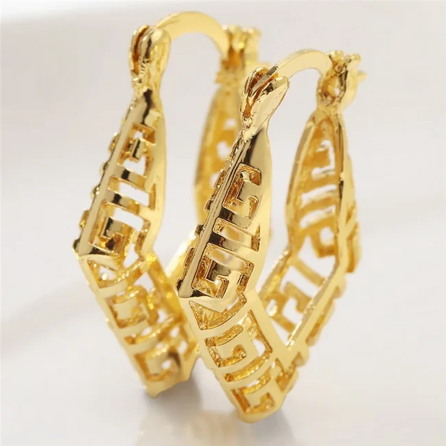 Hoop Earring E560 Классические желтое золото цвет серьги-кольца из металла для женщин Преувеличенные Роскошные полые большая серьга-кольцо массивные ювелирные изделия L4E569 - Окраска металла: Hoop Earring E560