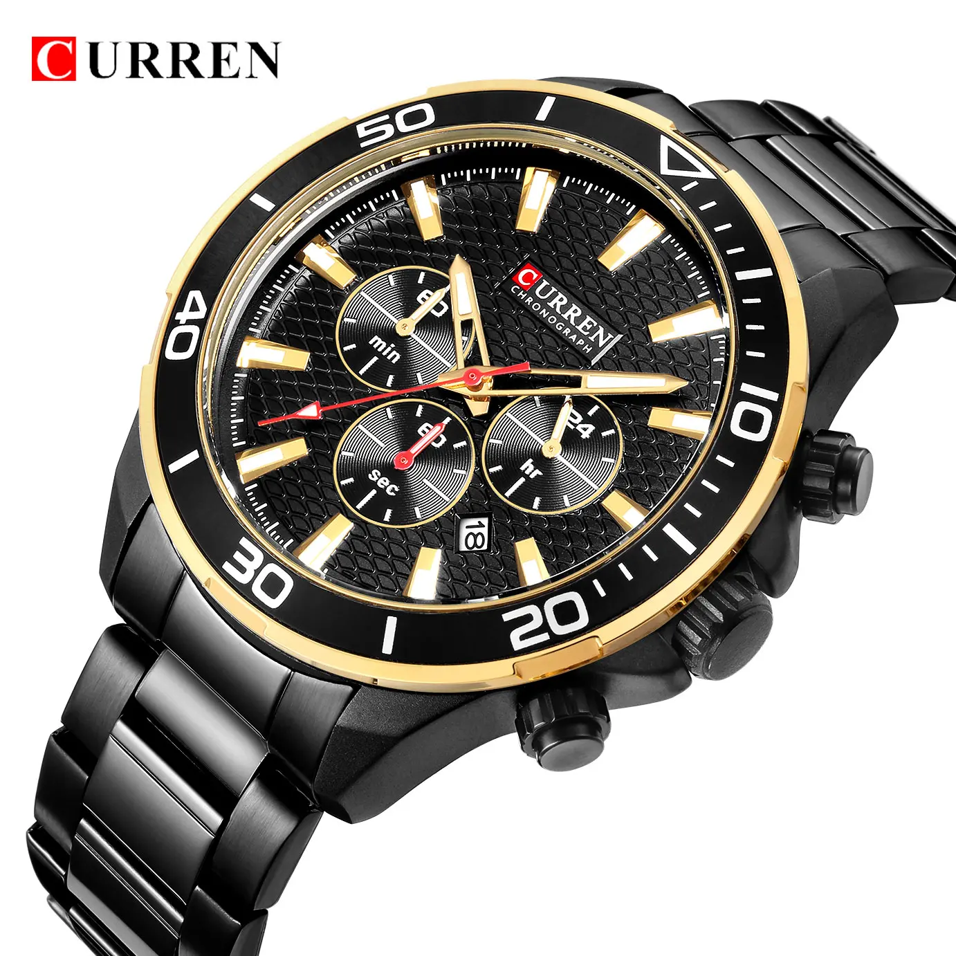 

Luxury Business Quartz Wrist Men Watch CURREN Men Stainless Steel Waterproof Chronograph Military Sport Watch Relogio Masculino