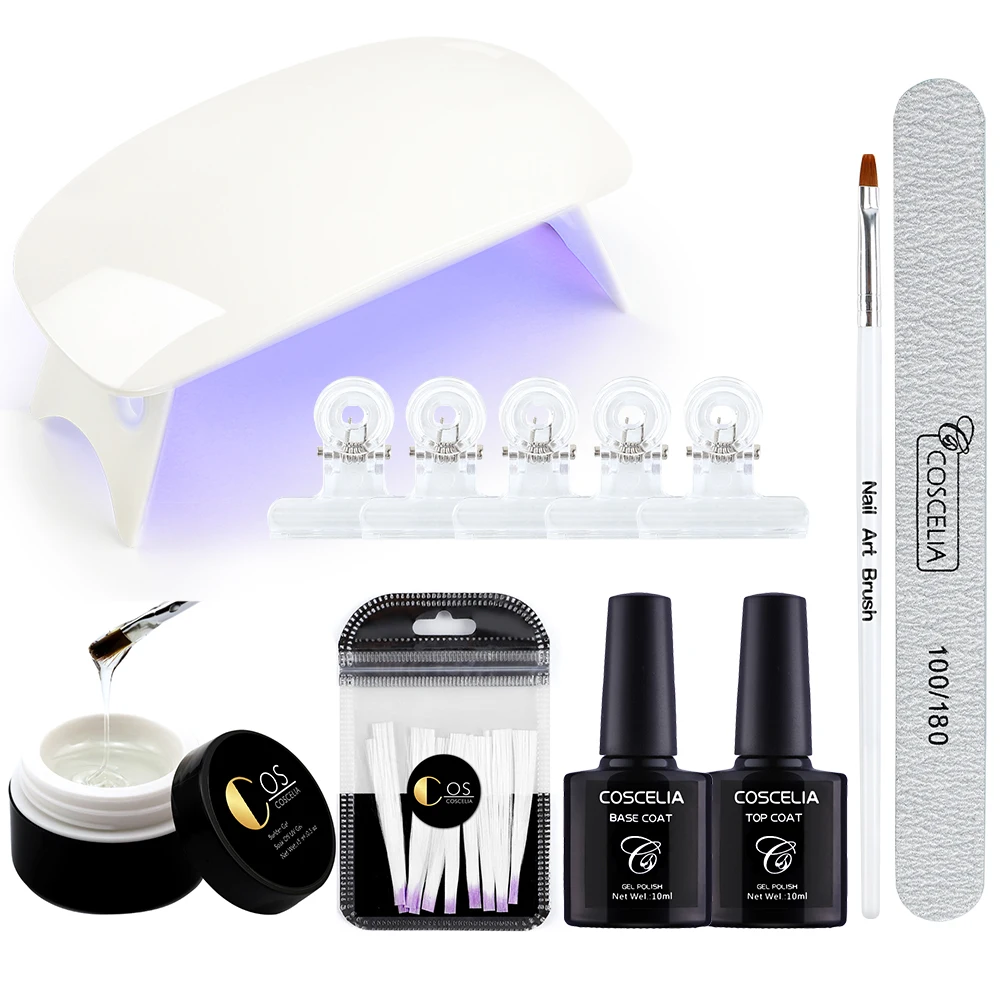 NO.4 COSCELIA светодиодный Lanp Fibernails строительный гель стекловолокно для наращивания ногтей Акриловые ногти Советы набор маникюрных инструментов - Цвет: NO.4