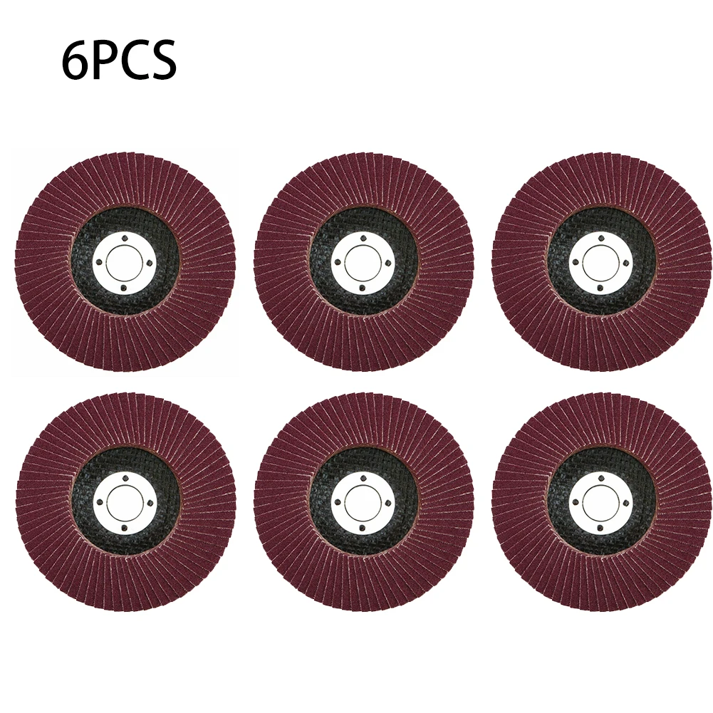 

6pcs Flat Flap Discs Mixed Grit For Angle Grinder 4\" (100mm) Sanding Grinding Power Tools 6*polished Impeller