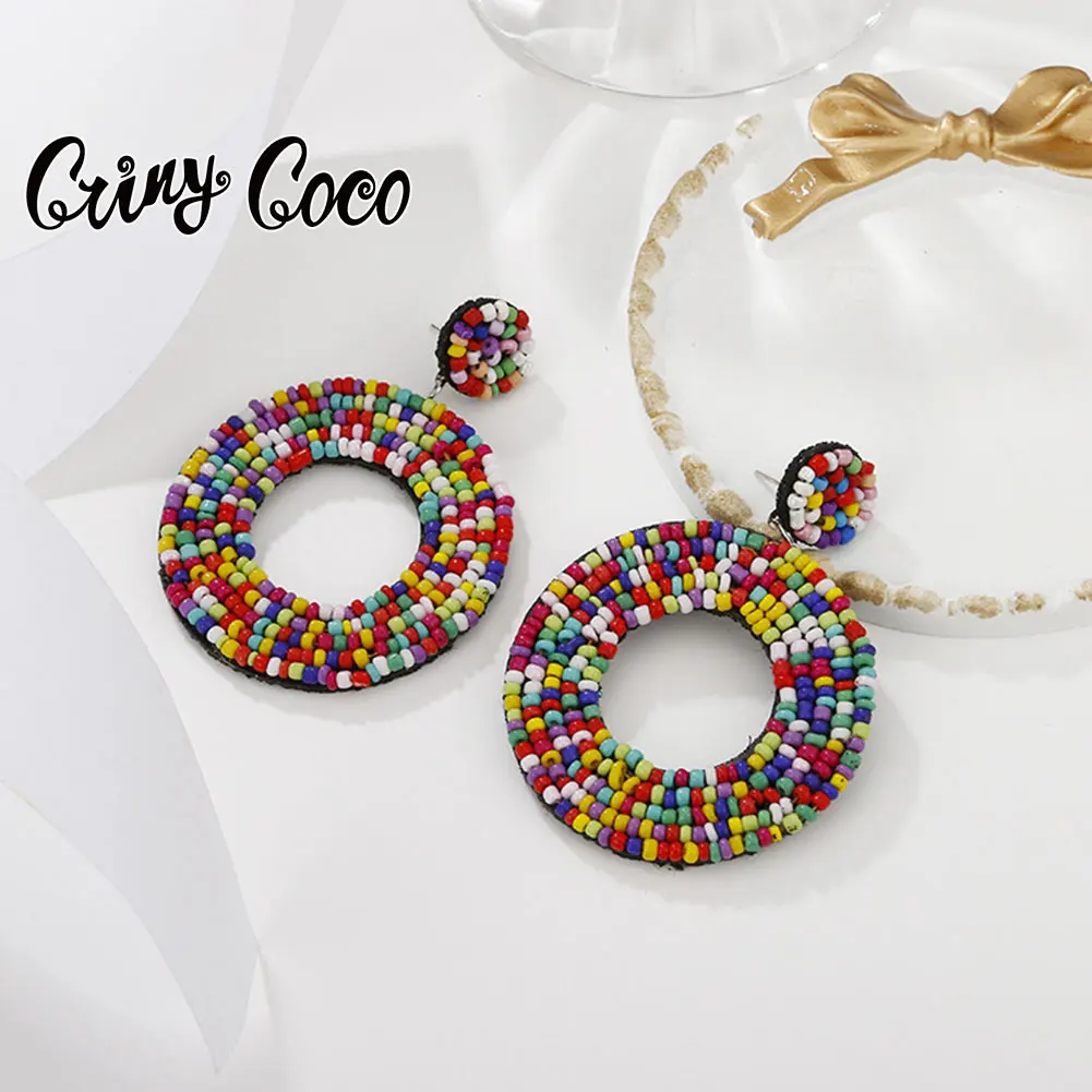 

Большие красочные серьги Cring Coco 2021, модные женские круглые серьги в стиле бохо, подвесные дизайнерские серьги для женщин, роскошные