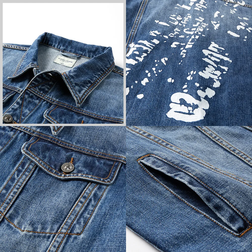 

KUEGOU 2020 Autumn 100% Cotton Blue Denim Jacket Men And Coat For Male Hip Hop Japanese Streetwear Vintage Korean Clothes 2995