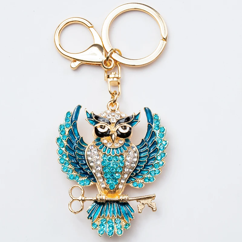 CHY-5366Blue EASYA, дизайн, кристалл, Сова, брелок, полный, стразы, брелок для ключей, держатели для ключей для женщин, сумка, аксессуары, милые животные, автомобильный брелок - Цвет: CHY-5366Blue