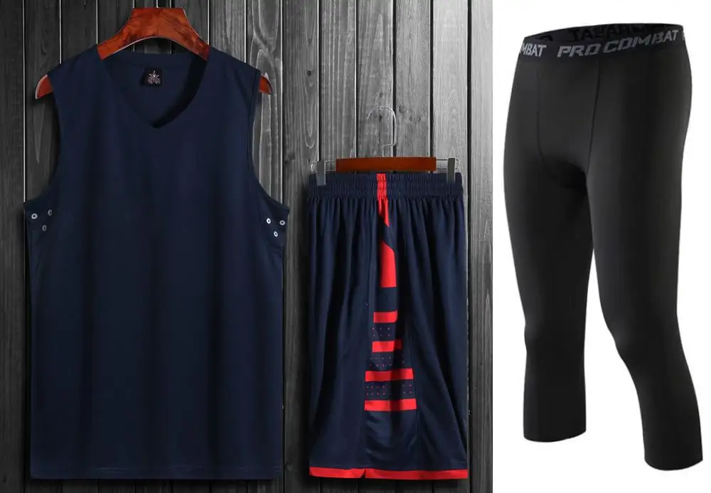 Navy And Pants Высококачественные мужские баскетбольные Трикотажные изделия с боковыми карманами спортивные штаны, дешевые студенческие спортивные костюмы для баскетбола, можно изготовить на заказ комплекты униформы - Цвет: Navy And Pants