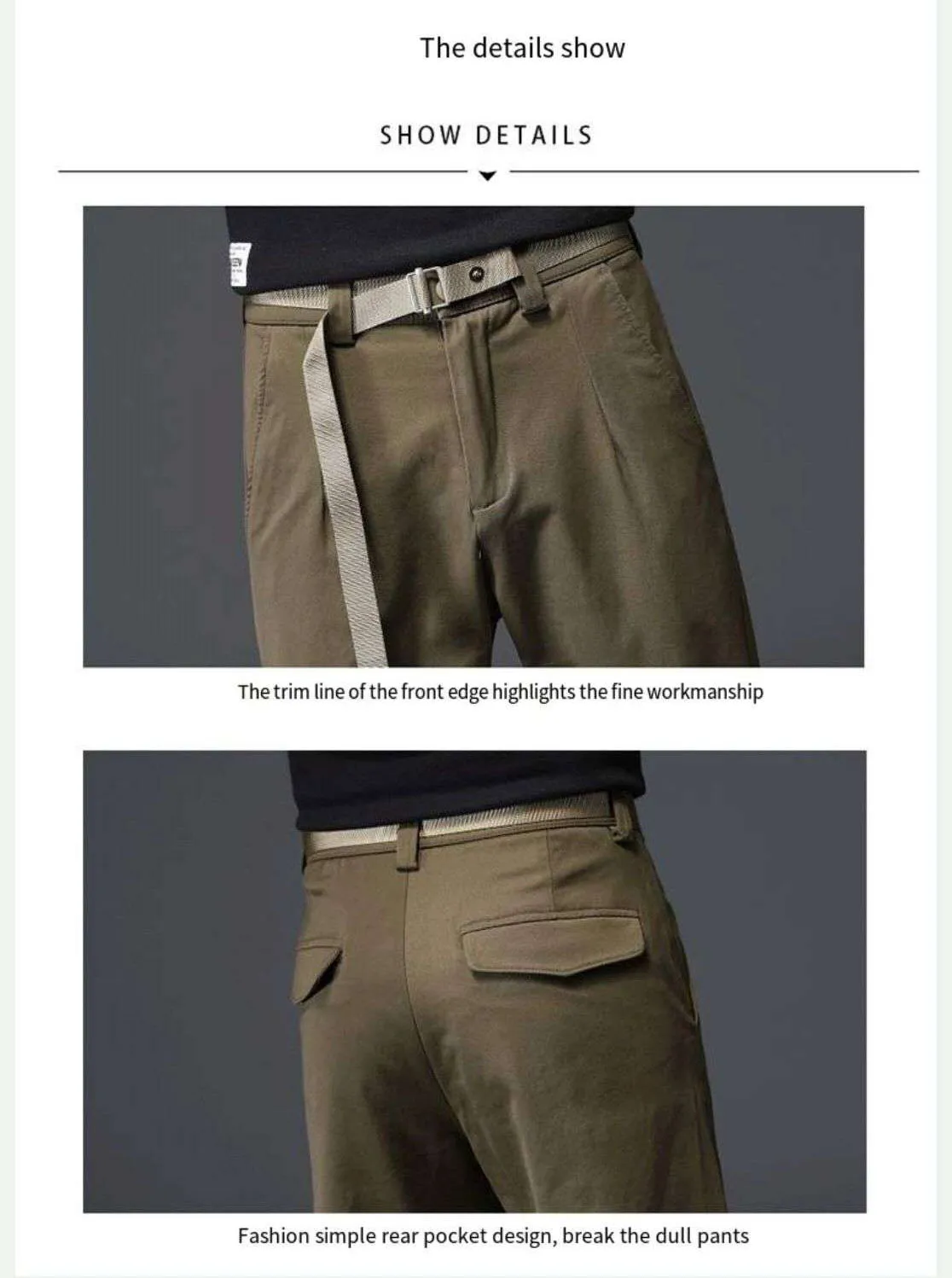 

Men's Casual Pants Spring and Autumn Loose Straight Tube Versatile Fashion Youth Business Tie Foot Trousers