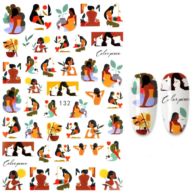 The New Cartoon Design Little White Rabbit Flowers Cactus Manicure Nail art Decoration Nail Stickers