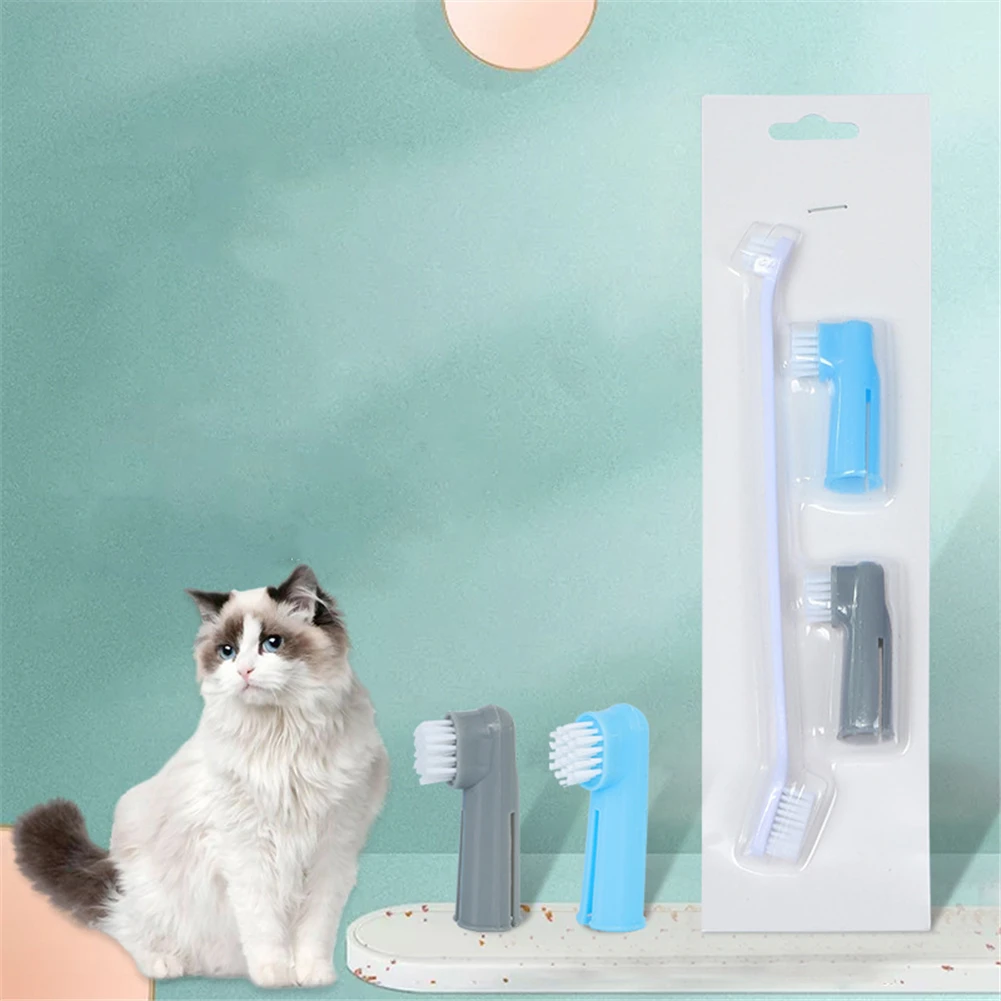 

Pet Toothbrush Set 3pcs/set Addition Bad Breath Tartar Teeth Care Dog Teeth Brush Cat Puppy Mouth Oral Cleaning Finger Brushing