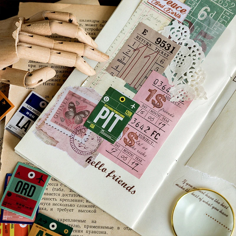 46Pcs/Pack Colored World Travel Pattern Boxed Diary Stickers Decoracion Scrapbooking DIY Office Stationery School Supplies | Канцтовары