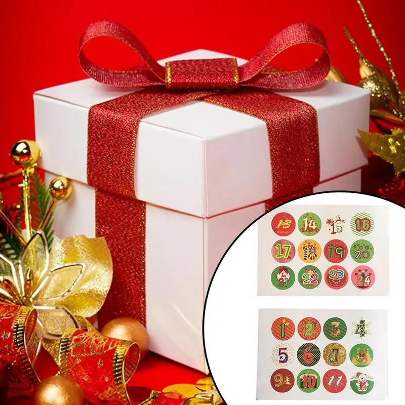 

10pcs Calendar Stickers Party Candy Bag Gift Box Decor Labels Xmas Numbers Christmas Supplies Stickers Stickers Y3U4