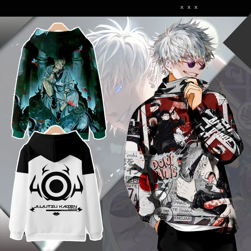 

Anime Jujutsu Kaisen Yuji Itadori Hooded Hoodie Sweatshirt Coat Loose Autumn Men Women Student Harajuku Pullover Tops Cosplay