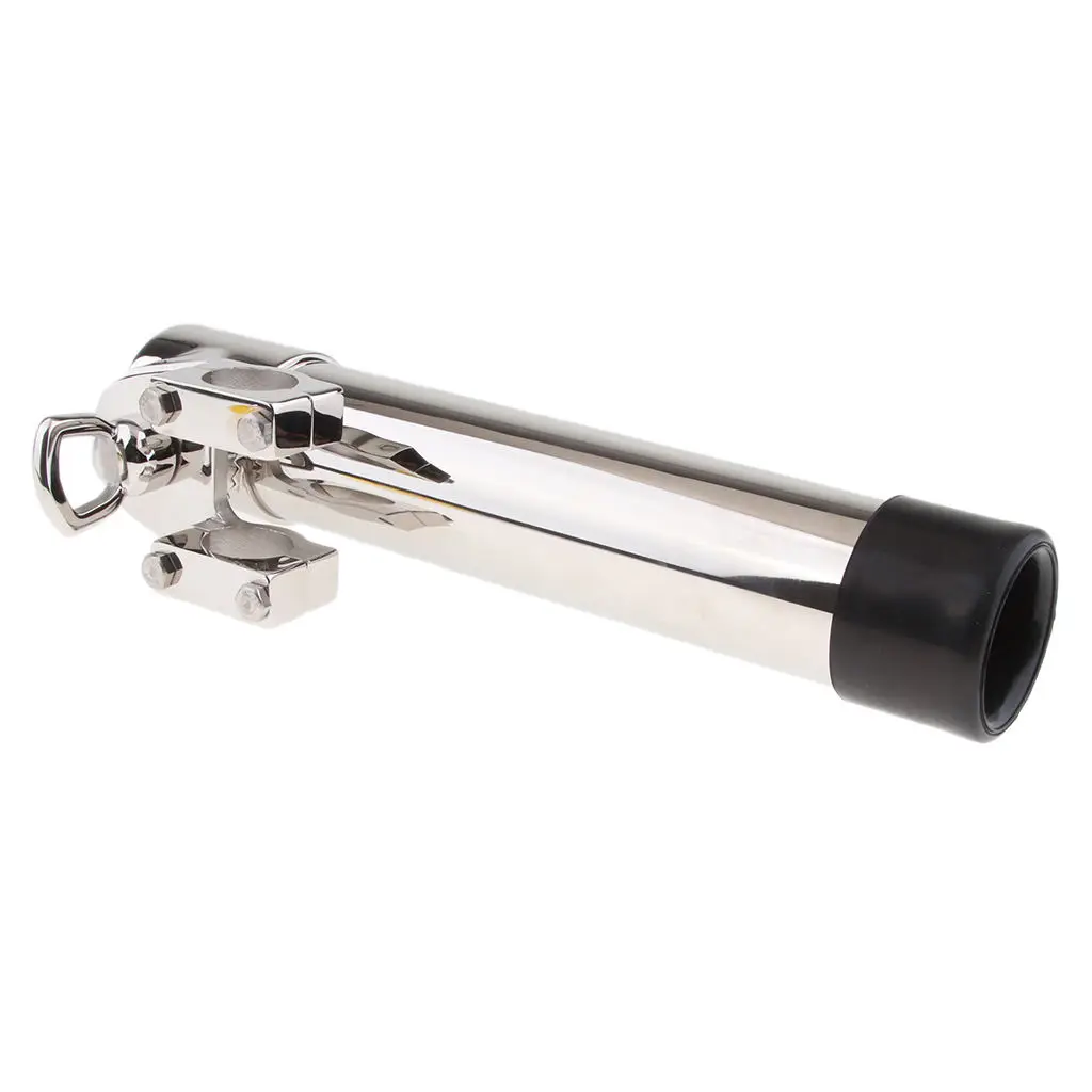 

Boat Polished Stainless Steel Fishing Rod Holder Clamp-on Rail Adjustable