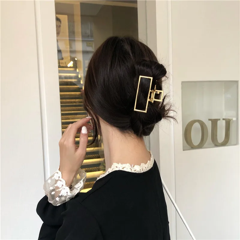 

South Korea Ins Matte Metal Go Grab Clamp Large-Sized Hairpin Head Horsetail Clip Headdress Hairpin Female