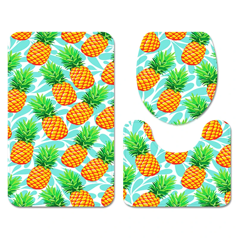 Коврик для ванной комплект из 3 предметов с рисунком ананаса коврик унитаза