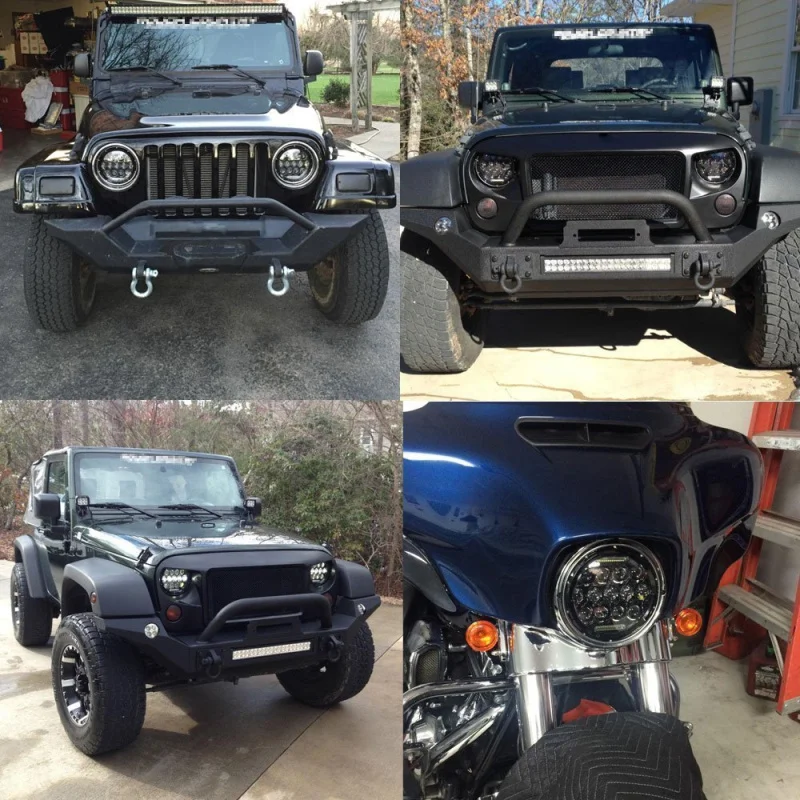 FADUIES черный 7 дюймовый круглый 75 Вт дальнего ближнего света + DRL светодиодный