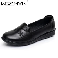 2021 high quality mom shoes genuine leather flats non slip adult leather shoes women brand loafers shoes women zapatos de mujer