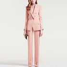Женский комплект из блейзера и брюк, модный дизайнерский облегающий костюм с двубортным блейзером в стиле HIGH STREET, новинка 2022