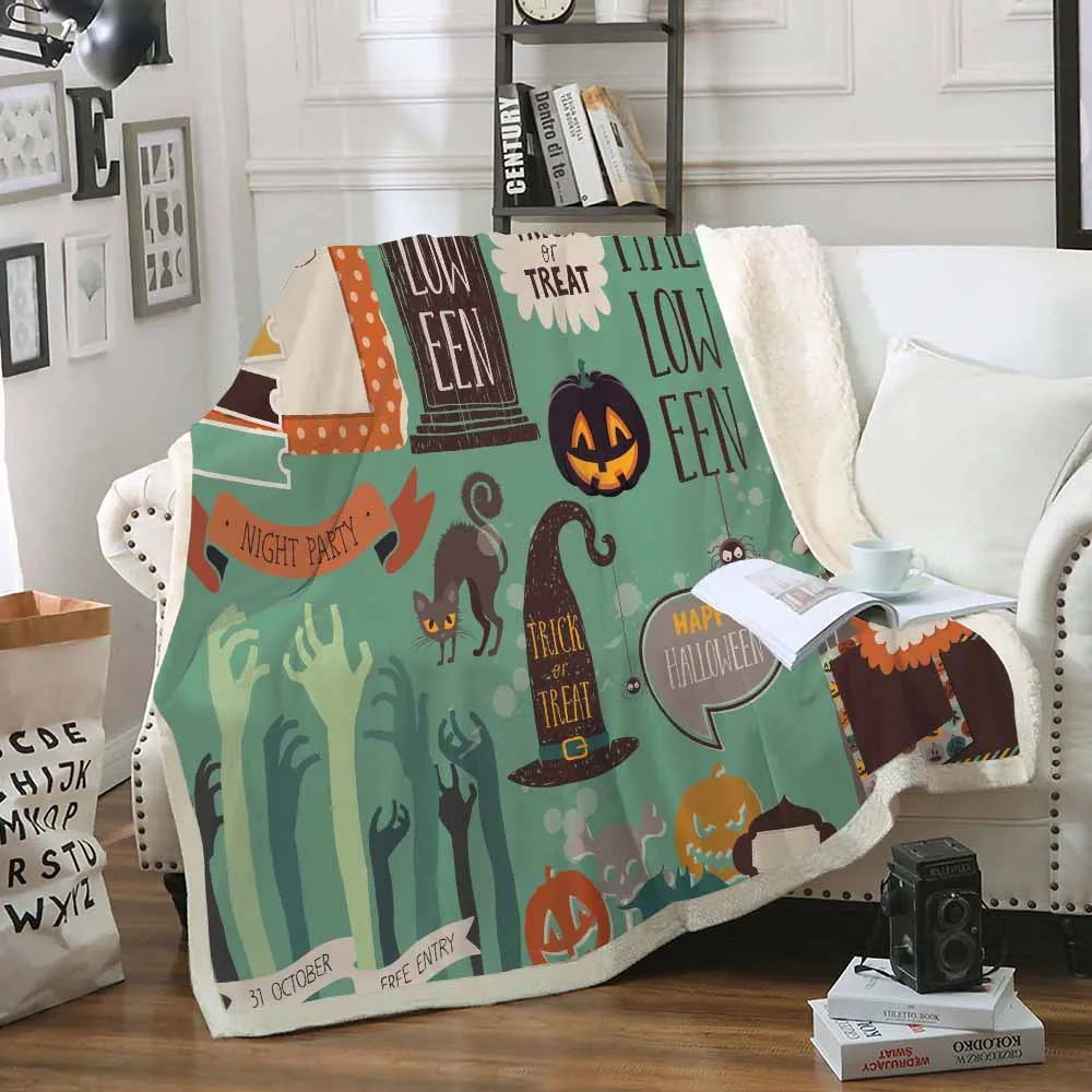 Плед на Хэллоуин для дивана тыквы кровати дивана-призрака роскошный хлопковый