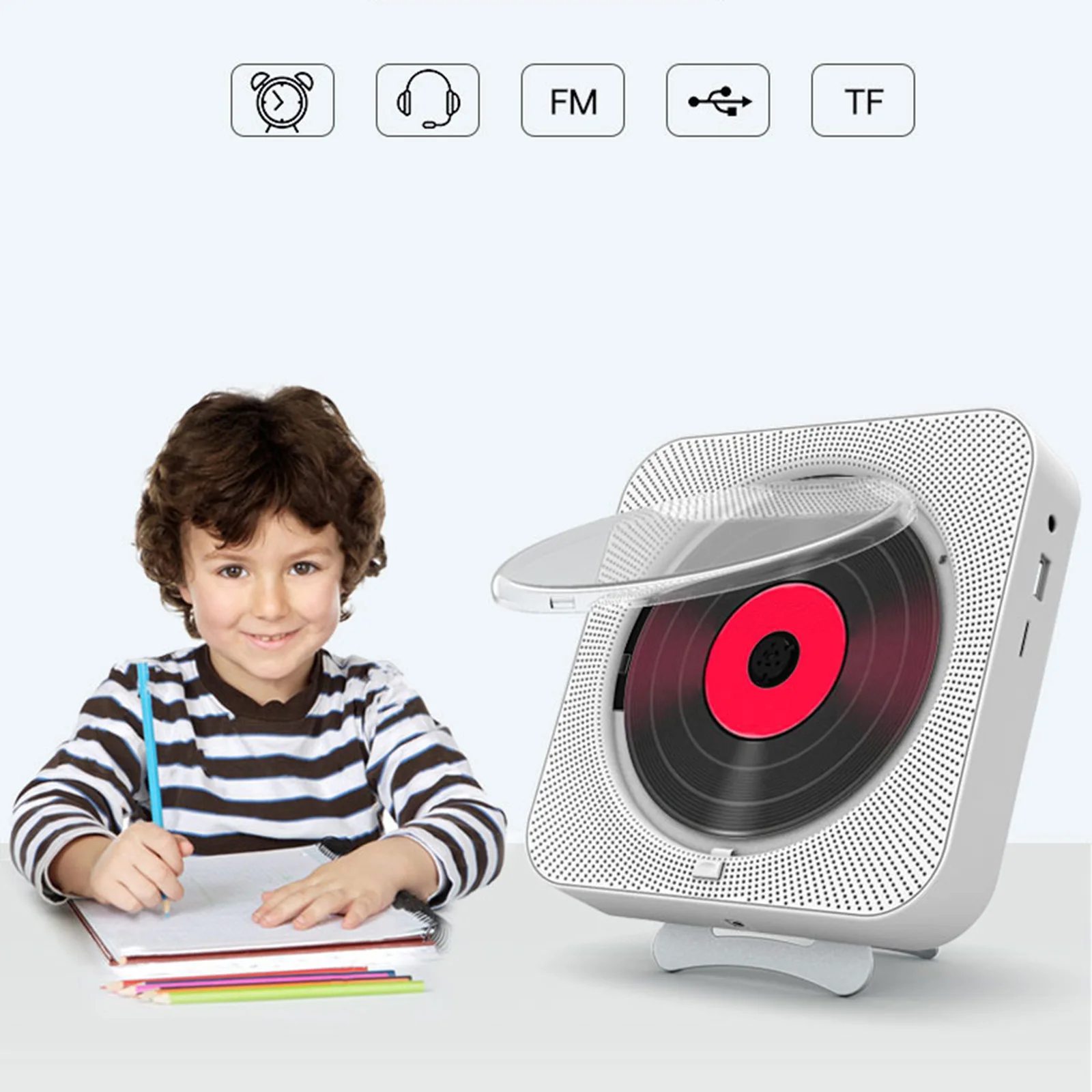 Портативный CD-плеер аудио магнитофон Вт Bluetooth настенный для дома FM-радио