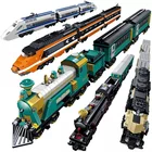 Детский конструктор KAZI, дизельная железная дорога с электроприводом, грузовой поезд с дистанционным управлением, модель автомобиля с горячими треками, высокотехнологичный грузовик, игрушки для детей