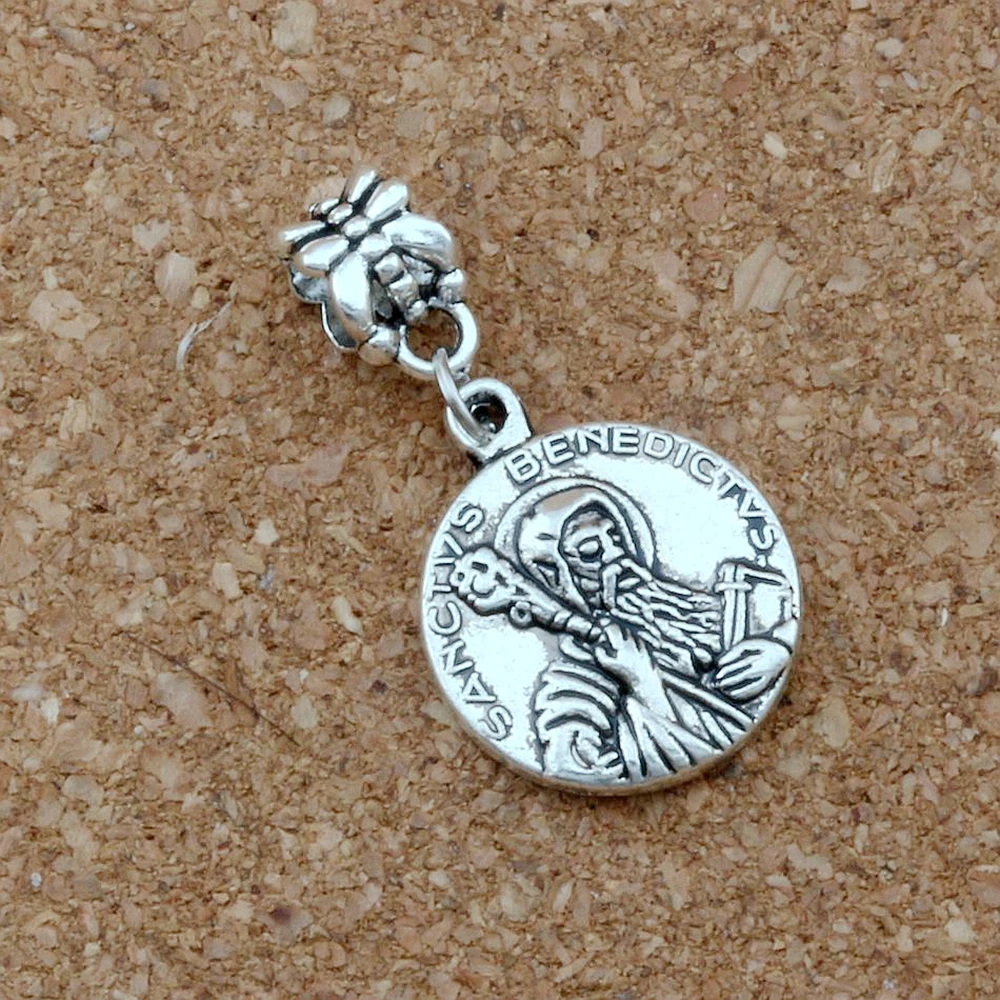 

30Pcs/Lot Religious Godfather Cross Big Hole Dangle European Beads Fit Charm Bracelet Jewelry DIY 17.8x33.8mm