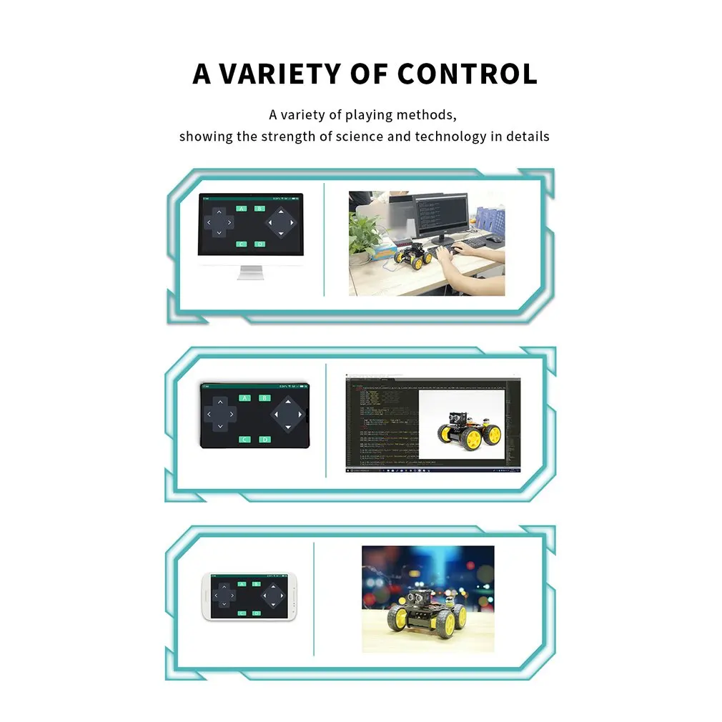 

Science Education Toys Four Wheeled Car Robot Trace Programming App Control Obstacle Avoidance Function