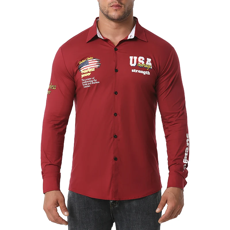 

White Western Cowboy Shirt Men 2020 Autumn New Slim Fit Letter Print Mens Dress Shirts Streetwear Long Sleeve Chemise Homme XXL