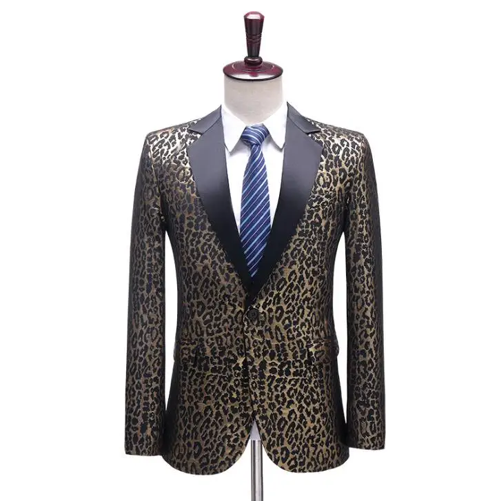 

Leopard jacquard blazer men suits designs jacket mens stage costumes for singers clothes dance star style dress masculino homme