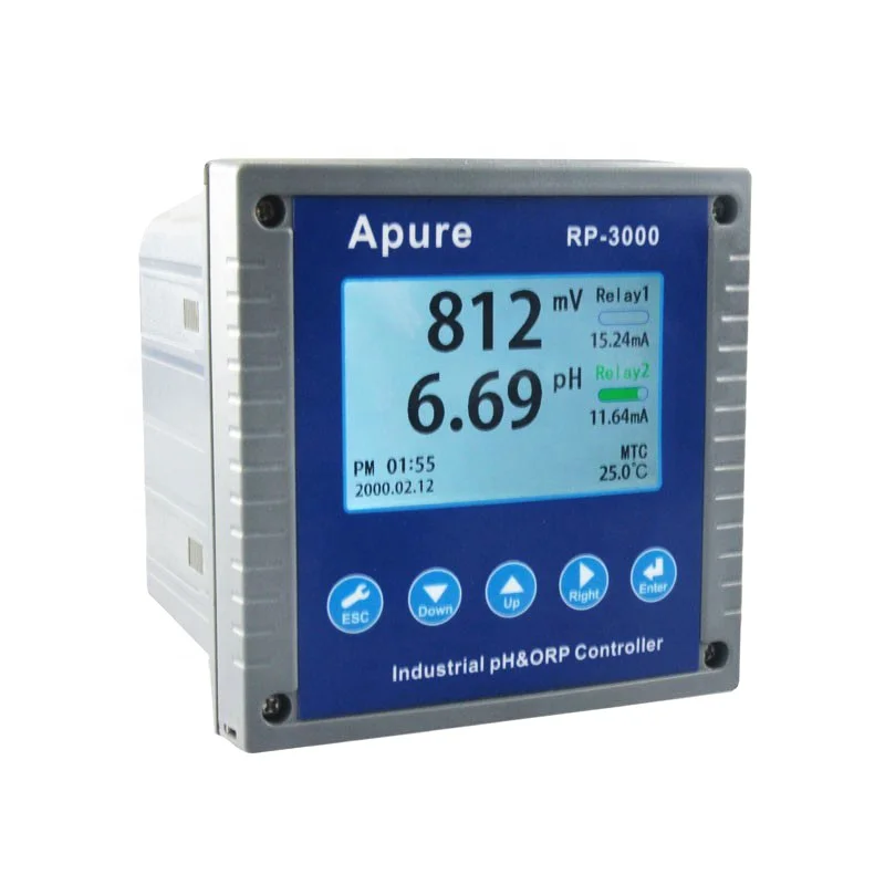 

Apure 4-20ma 2 relays waste tap or swimming pool water tester automatic digital ph and orp meter controller