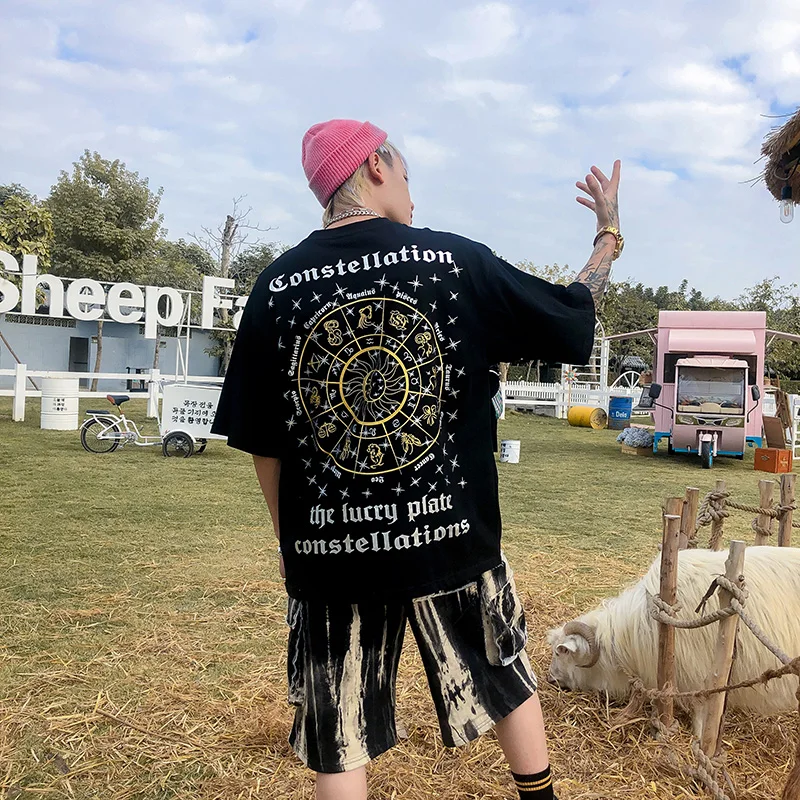 Мужская хлопковая футболка с коротким рукавом модный дизайнерский Топ Harajuku лето