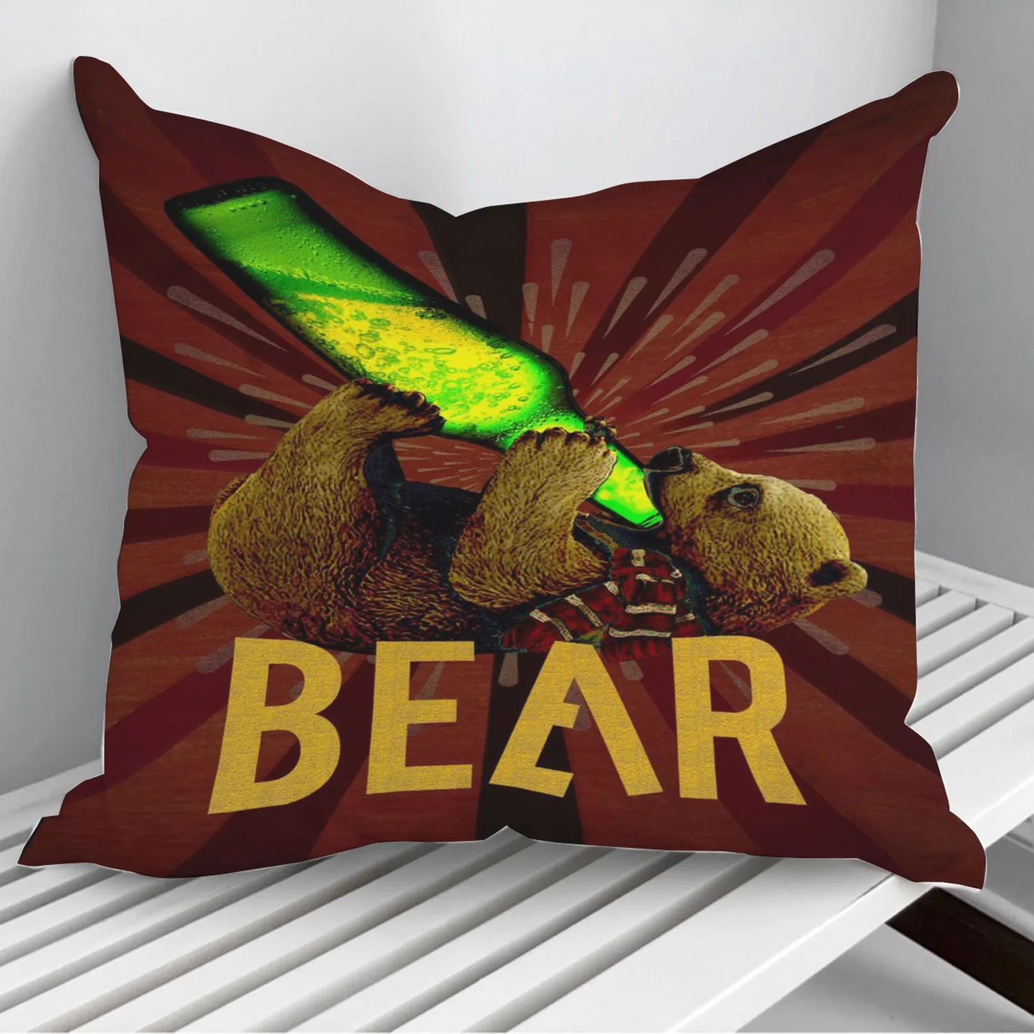 

Beer Bear Beer Throw Pillows Cushion Cover On Sofa Home Decor 45*45cm 40*40cm Gift Pillowcase Cojines Dropshipping