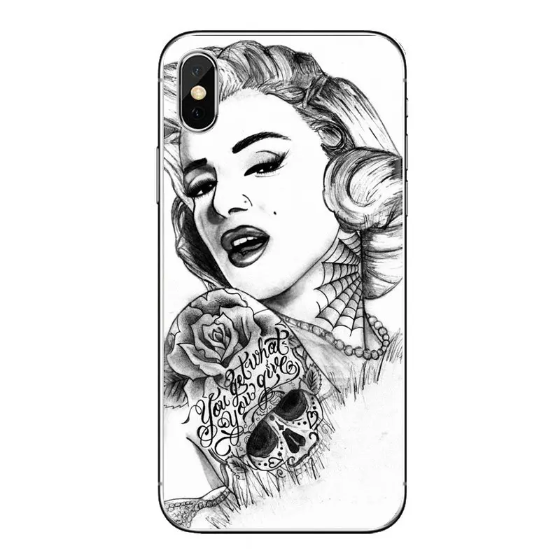 Мэрилин Монро тату очки Череп силиконовый чехол для Samsung Galaxy J1 J2 J3 J4 J5 J6 J7 J8 плюс 2018