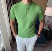 2021 new fashion man ice silk knitting polo shirt casual cotton british style slim men short sleeve high quantity polo shirts