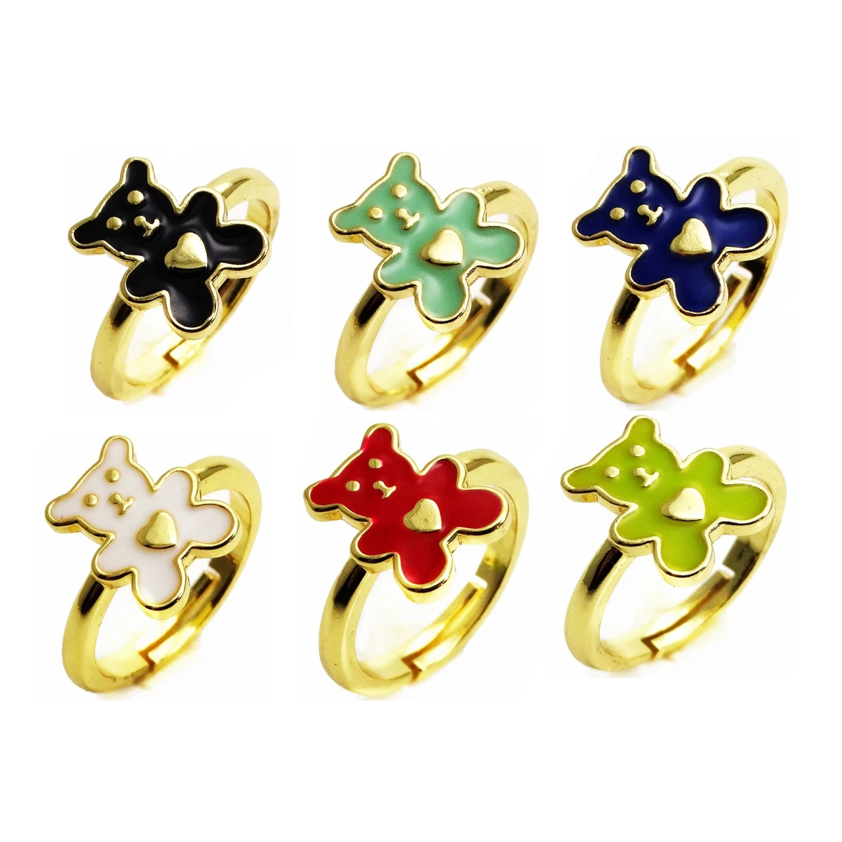 

Opening adjustable ring Love bears rings Copper Zircon Drip paint color Rings Care Bears ring for women Party Jewelry