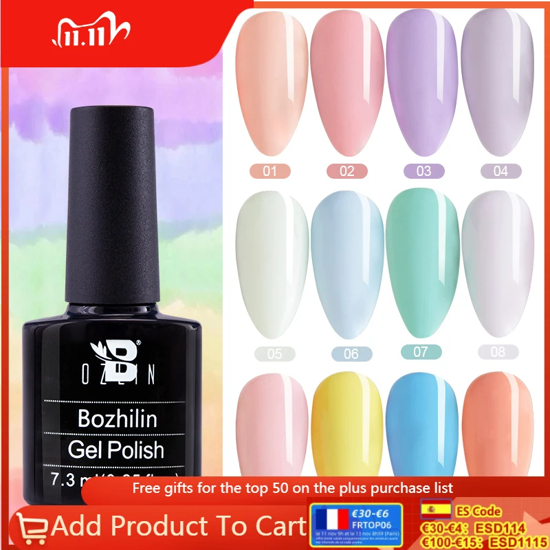 

BOZLIN Macaron Gel Nail Polish For Nail Art Design UV/LED Lamp Color Varnish Hybrid Semi Permanent For Manicure Fingernail