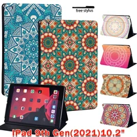 case for apple ipad 2021 9th generation 10 2 mandala pattern leather tablet folding stand cover for ipad 9 cases