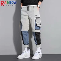 cargo pants men tooling tie feet trousers mens hip pop pockets overalls fashion casual fashion joker pants cotton rainbowtouches
