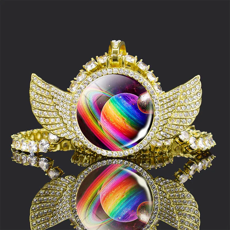 

Модное ожерелье с кулоном в виде туманности и галактики, ювелирные изделия с планетами вселенной, солнечная система, искусство, картина, руч...