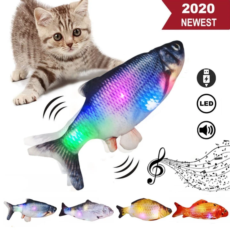 

Colorful Electric Simulation Fish Funny Cat Toy Light + Music + Swing Electric Tail Light Crucian Carp