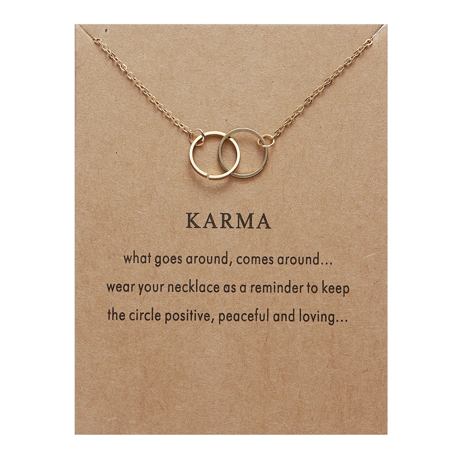 

Fashion Double Circle Necklace Women Clavicle Chain Female Choker Pendant Necklaces KARMA Card Collares Valentine's Day Jewelry