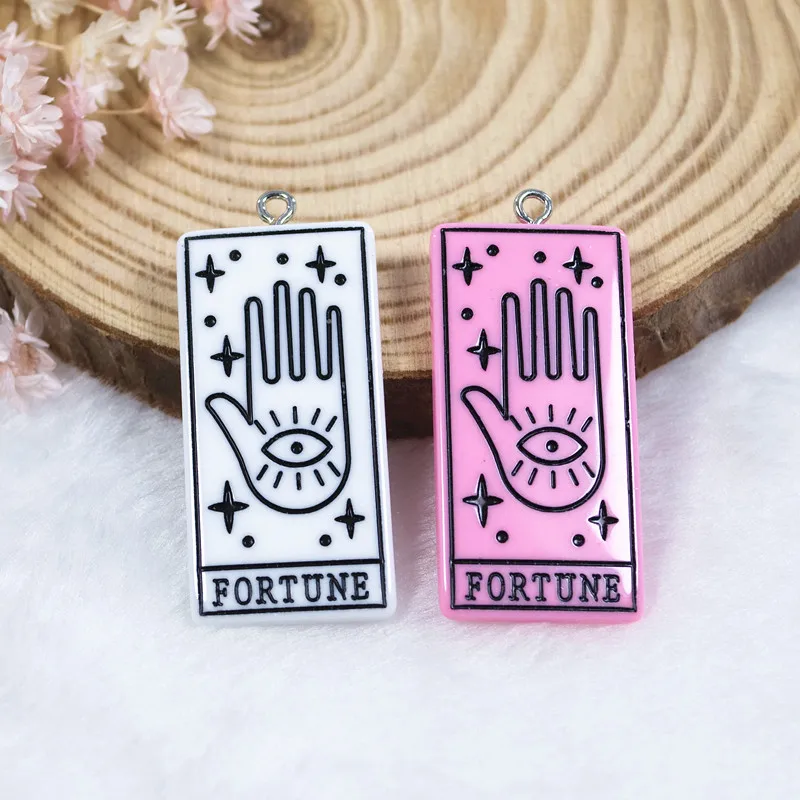 

10pcs 39*19mm Tarot Cards Charms The Fortune Flat Back Resin Cabochons DIY Accessory for Necklace Pendant