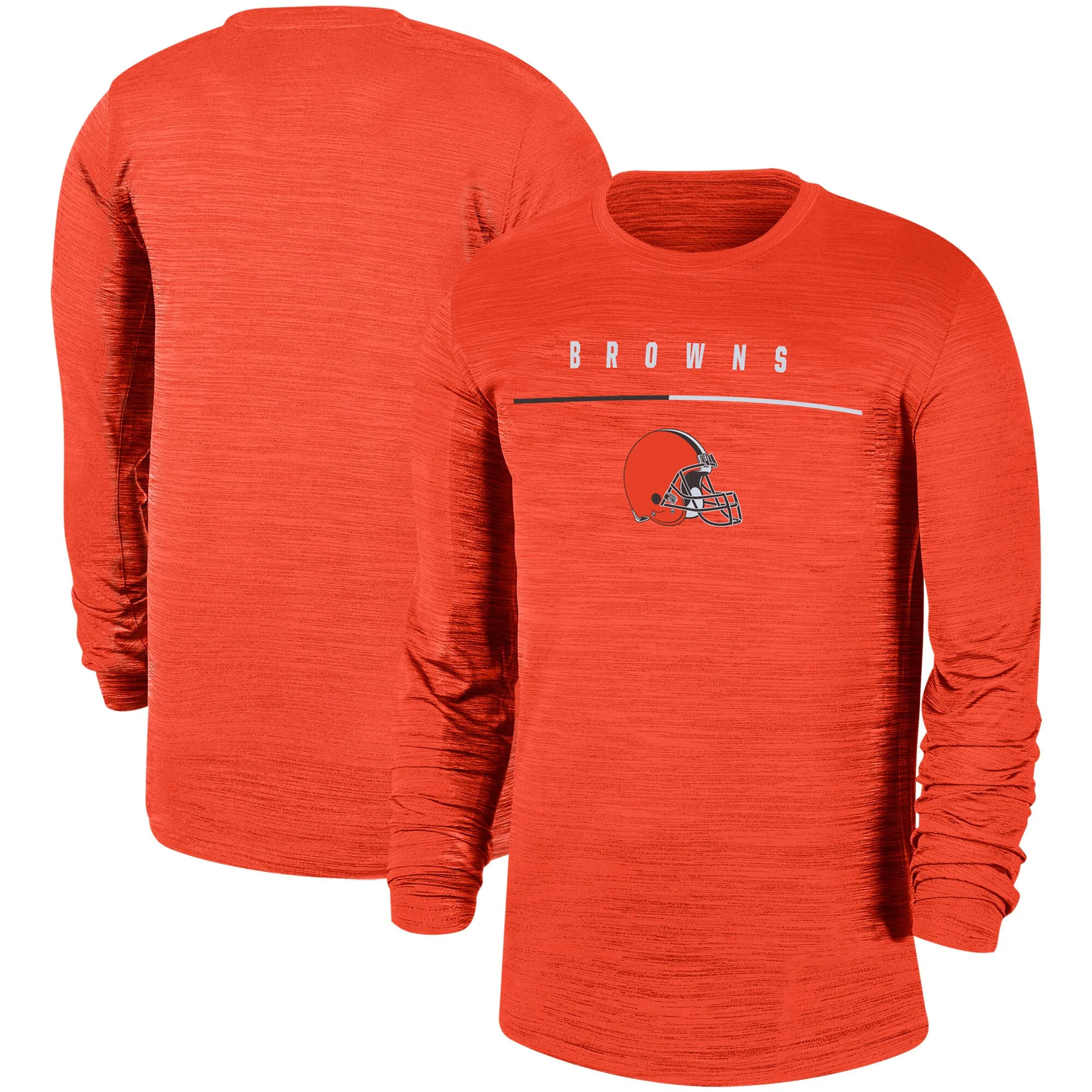 

Men Cleveland Orange Sideline Browns Legend Velocity Travel Performance Long Sleeve T-Shirt