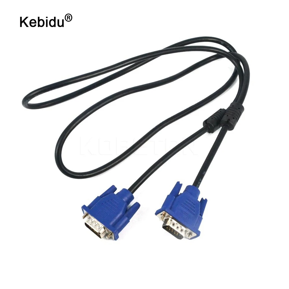 Kebidu 1 3 м VGA к кабелю 15 Pin Удлинительный кабель со штыревыми соединителями на обоих