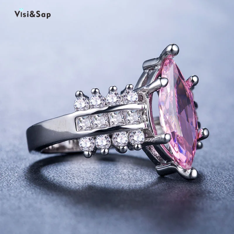 Visisap Очаровательная Женская обувь под розовая овальная форма циркон кольца для