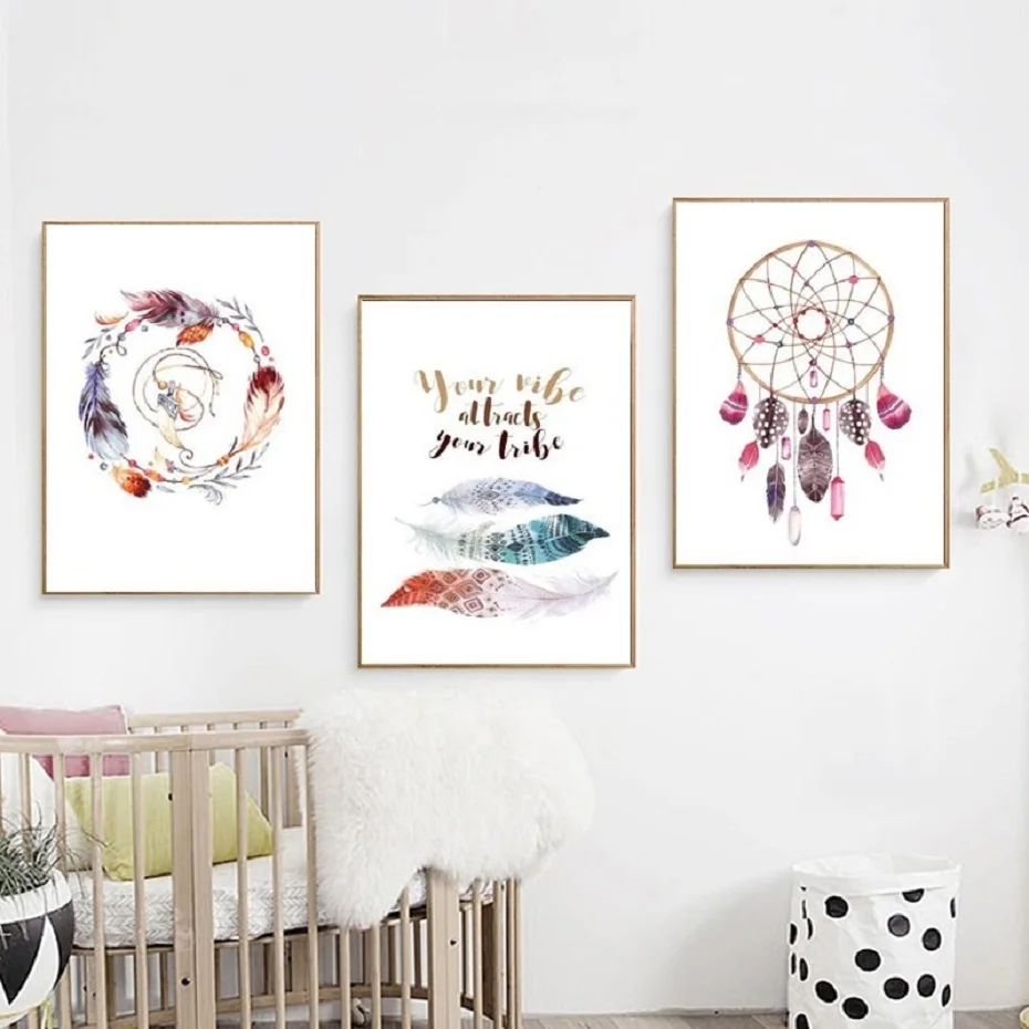 

Indian Hanger Feather Decorative Poster Canvas Paintings Decoration Posters Prints Wall Art Picture Living Room Home Decor