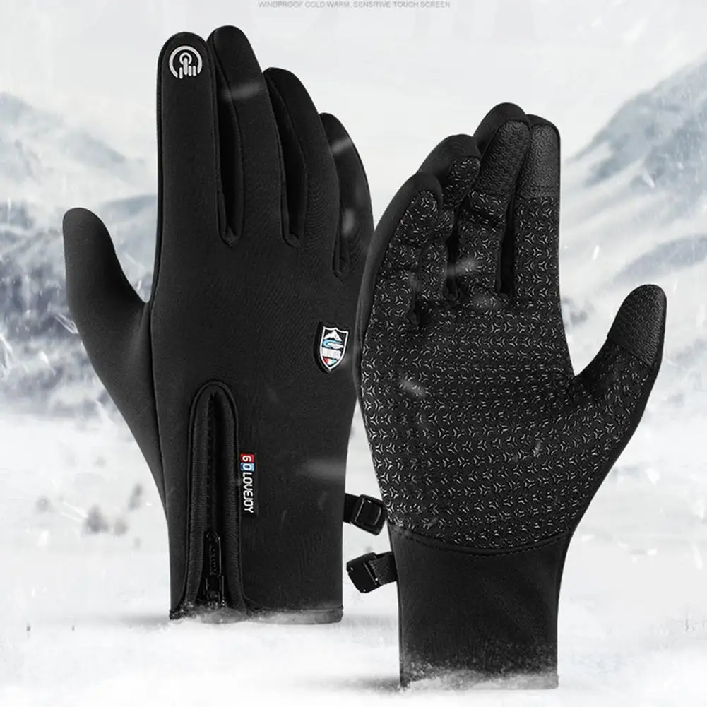 

Унисекс Водонепроницаемый Зимние перчатки для велоспорта Для мужчин зимние теплые задел Экран ветрозащитный Нескользящие длинные митенки...